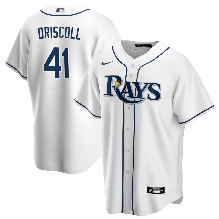 Men's Tampa Bay Rays Nike White Home Replica  Jersey-Logan Driscoll