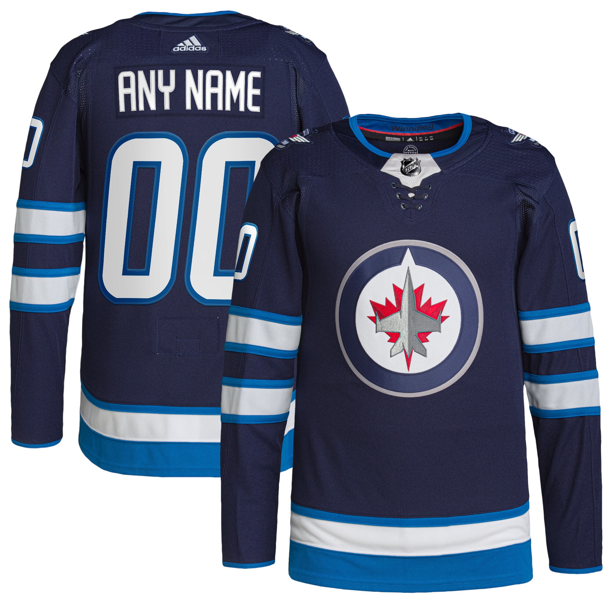 Winnipeg Jets adidas  Home  Primegreen Authentic Custom Jersey – Navy