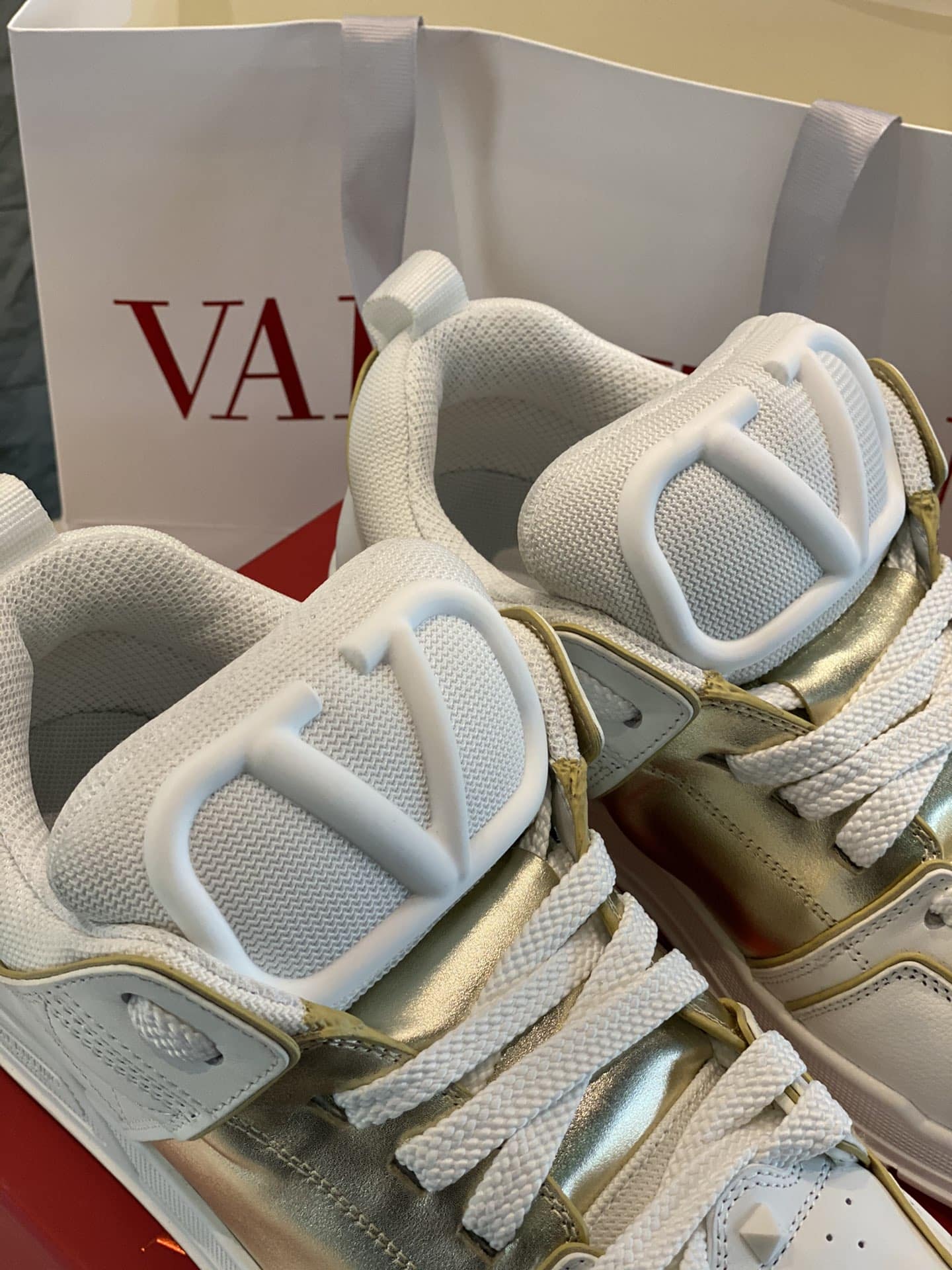 Valentino Garavani Open Skate Sneakers White And Gold
