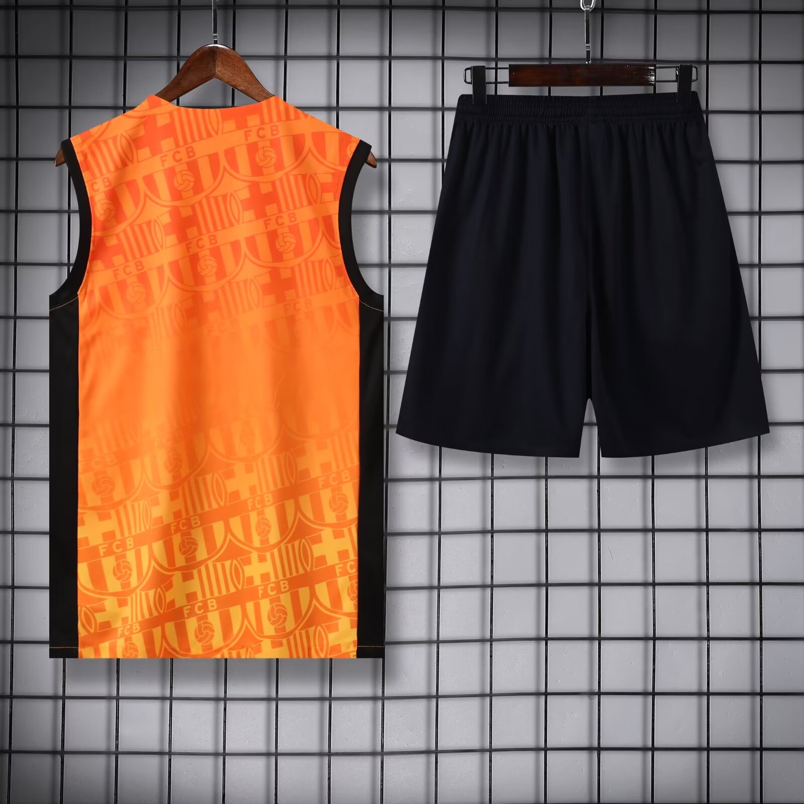 2024/2025 Barcelona Pre-match Training orange Jersey+Shorts 1:1 Thai Quality