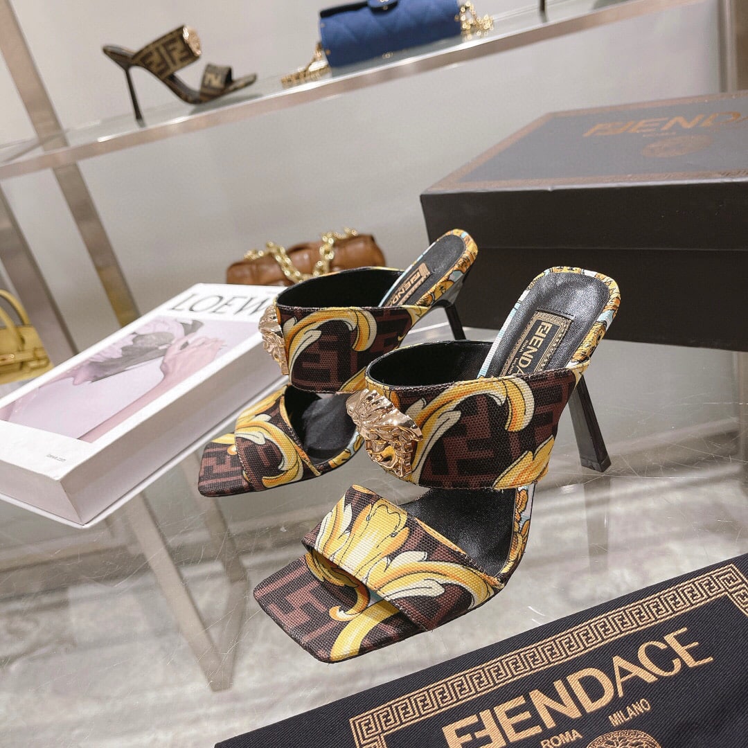 Fendace Gold Baroque Mules Ss2022 Brown 1005157-1A035585X00V