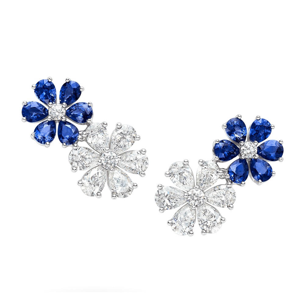 Twin Flower Gemstone Earrings