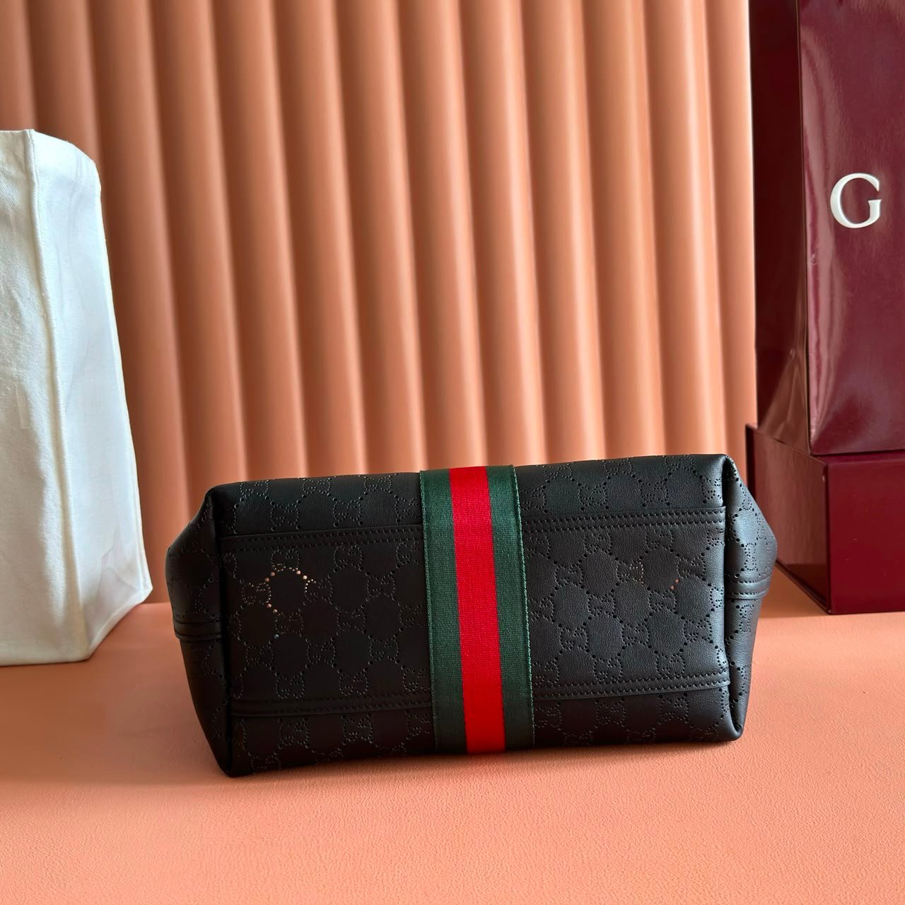 Gucci Giglio Small Tote Bag 25cm/9.8in Black GG Leather 860845