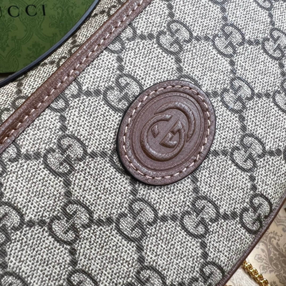 Gucci Half-Moon-Shaped Mini Bag with Interlocking G Brown