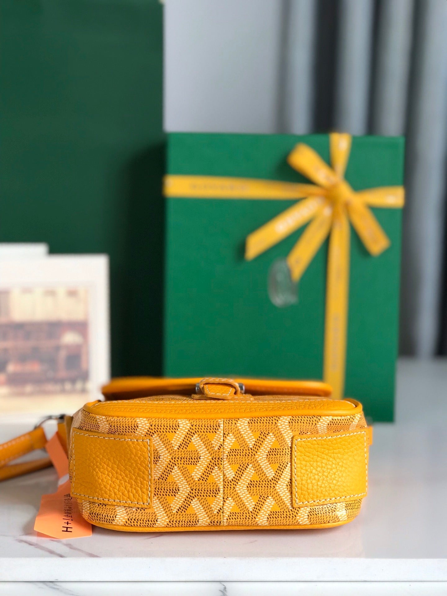 Goyard Grand Bleu 16cm Yellow Goyardine Canvas And Lambskin