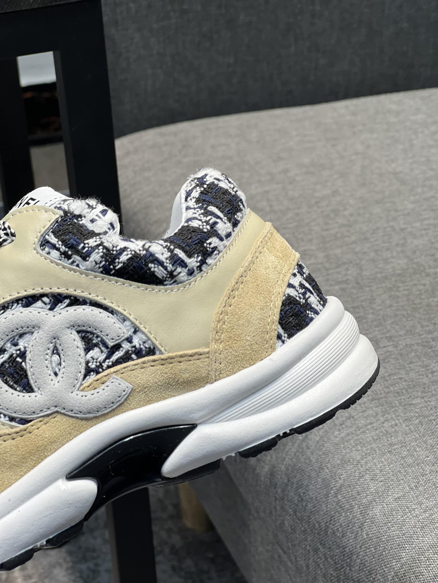 Chanel Coton Tweed Suede Calfskin Sneakers Black