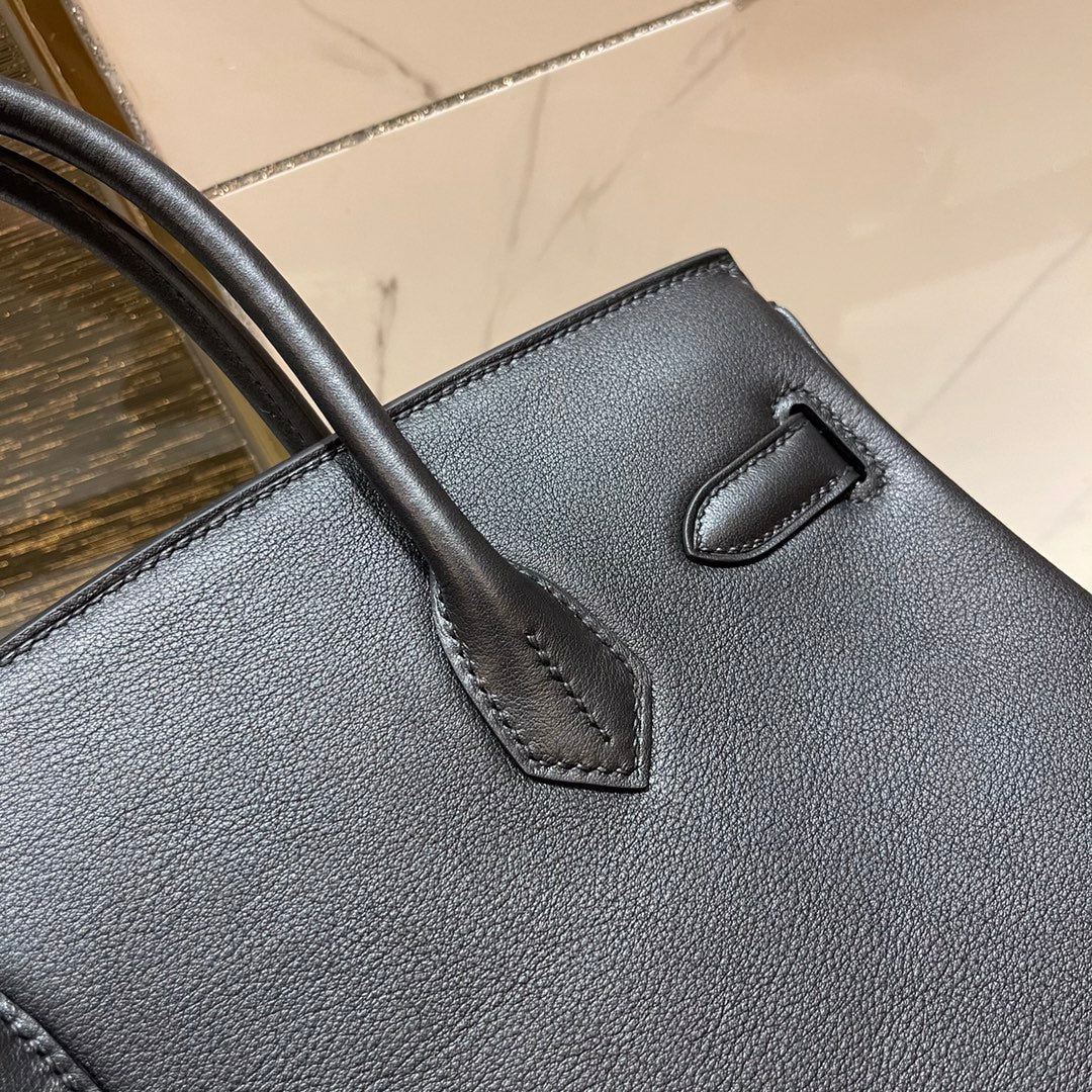Hermes Birkin 30Cm Black Swift Leather Gold Hardware