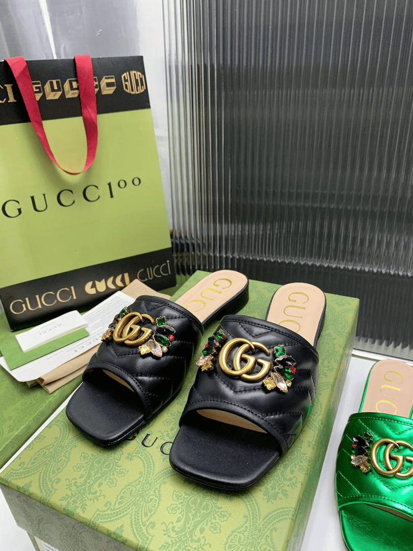 Gucci Women Black Slipper ?With Double G 655463