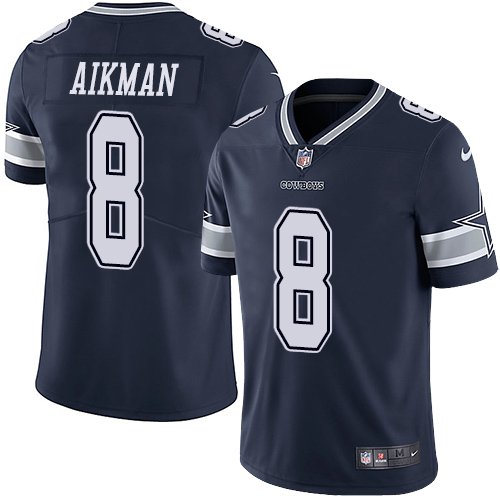 Men & Youth Troy Aikman Dallas 8 color rush jersey navy blue