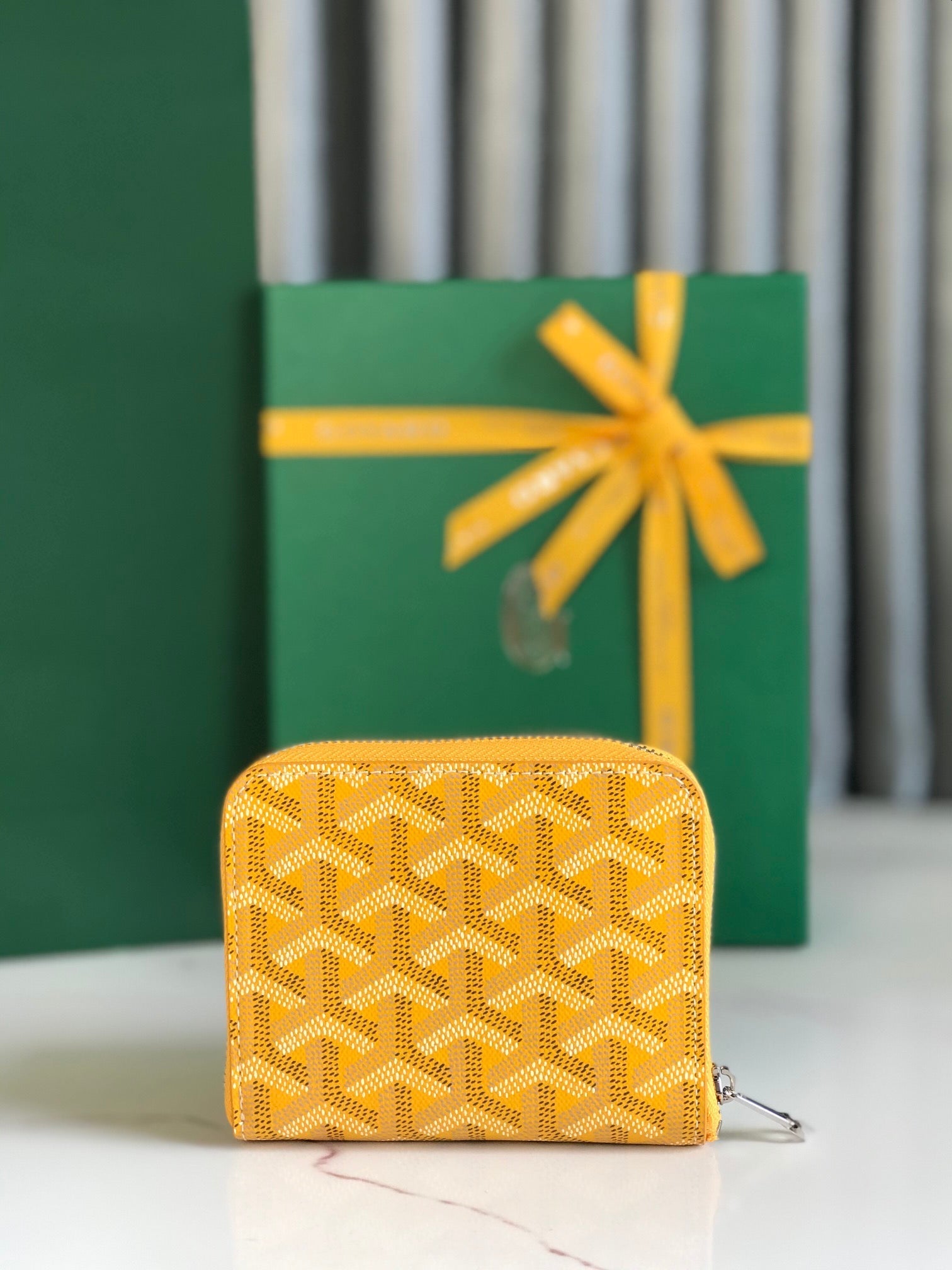 Goyard Matignon Mini Wallet 11cm Yellow Goyardine Canvas And Calfskin