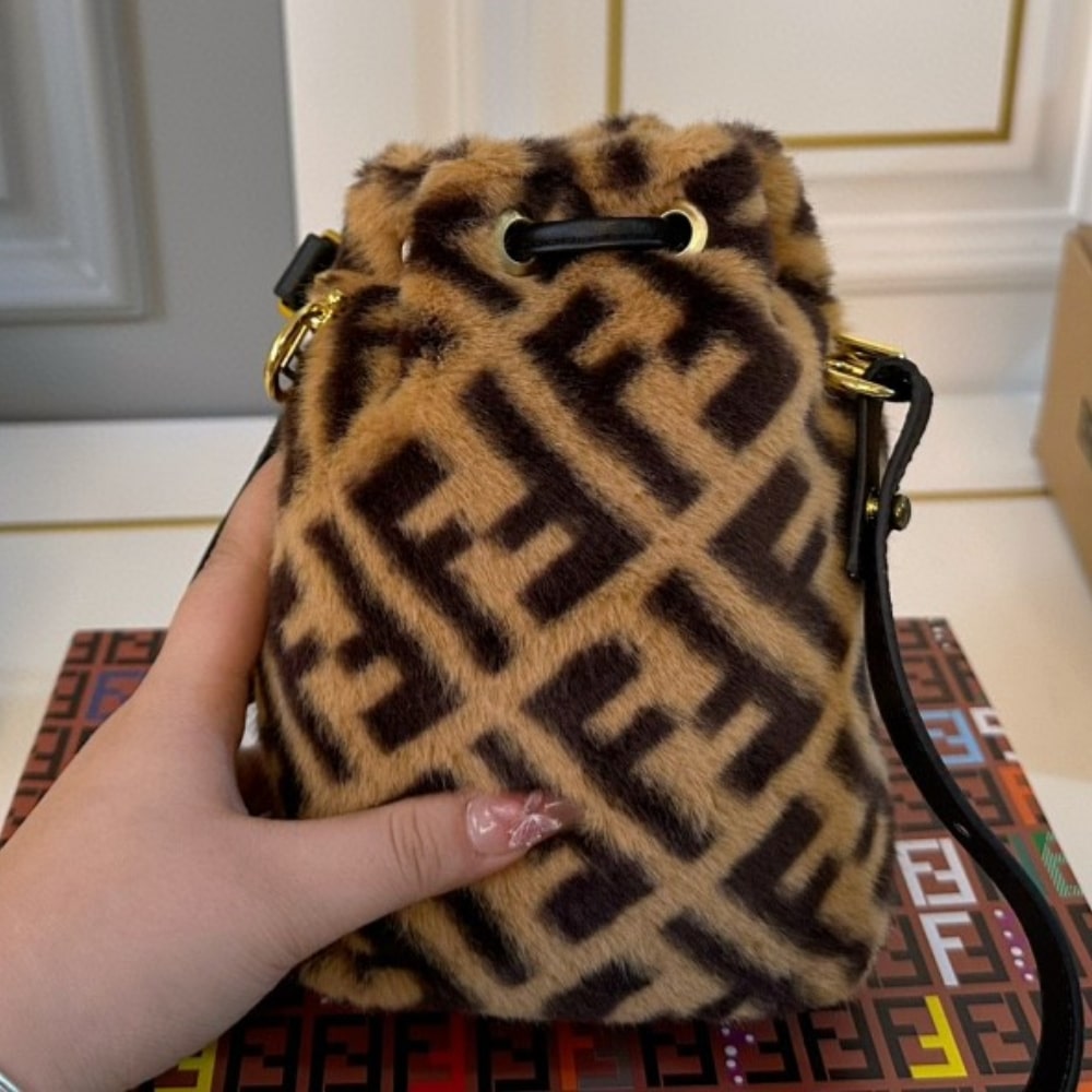 Fendi Mon Tresor Sheepskin Bag Brown 20Cm