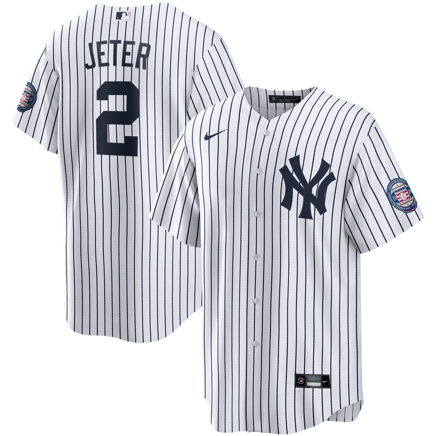 Derek Jeter New York Yankees 2020 Hall of Fame Induction Home Player Name Jersey White/Navy