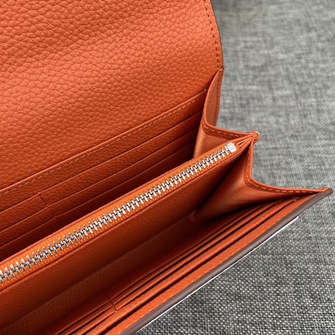 Hermes Constance Togo Long Wallet Silver Toned Hardware 20cm
