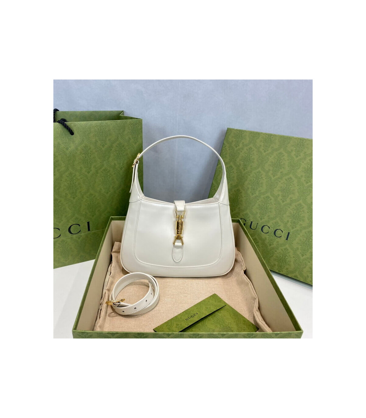 Gucci Jackie 1961 Small Hobo Bag In White Leather 27.5cm