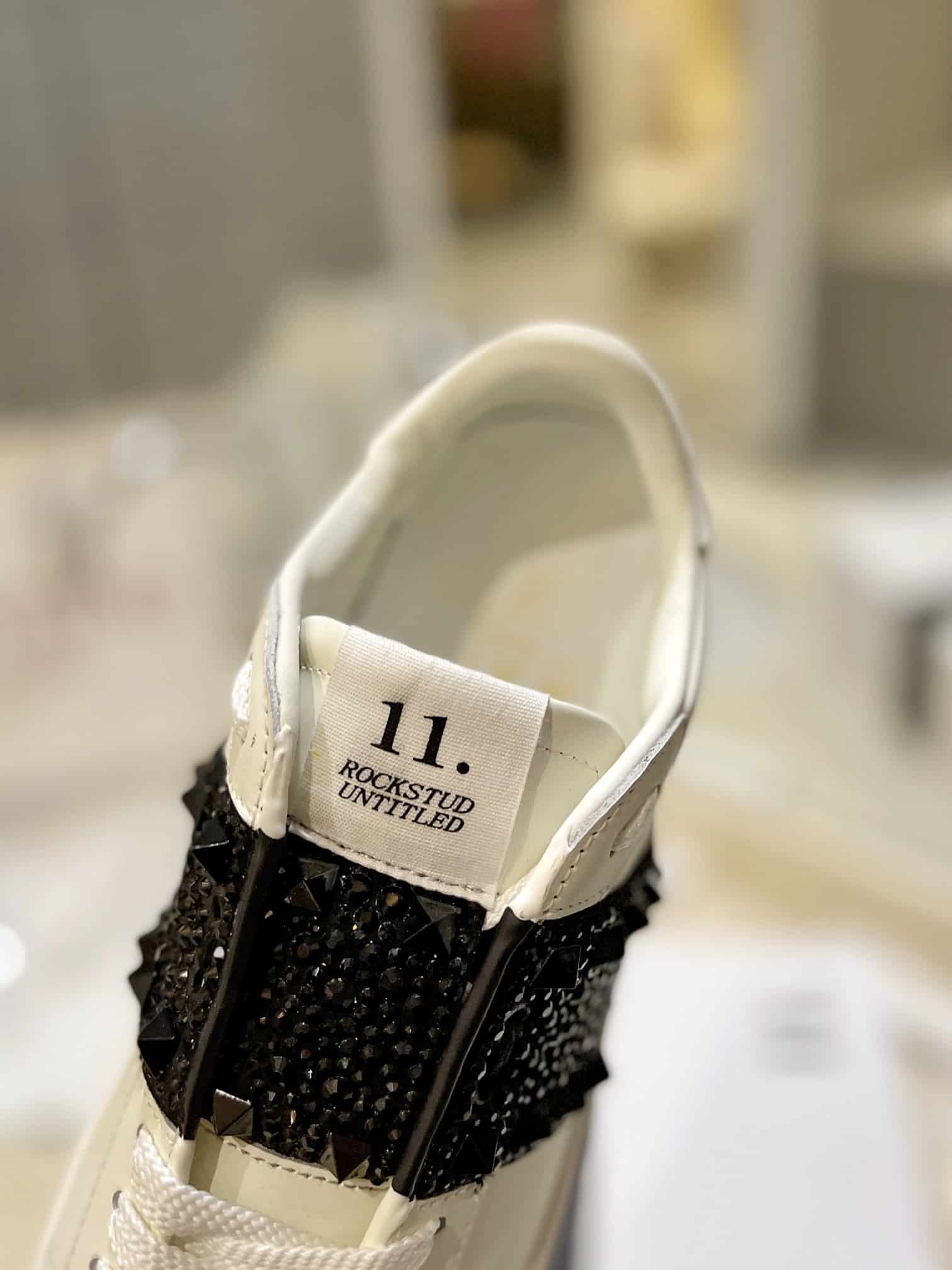 Valentino Garavani Rockstud Untitled Crystal Embellished Leather Sneakers Black