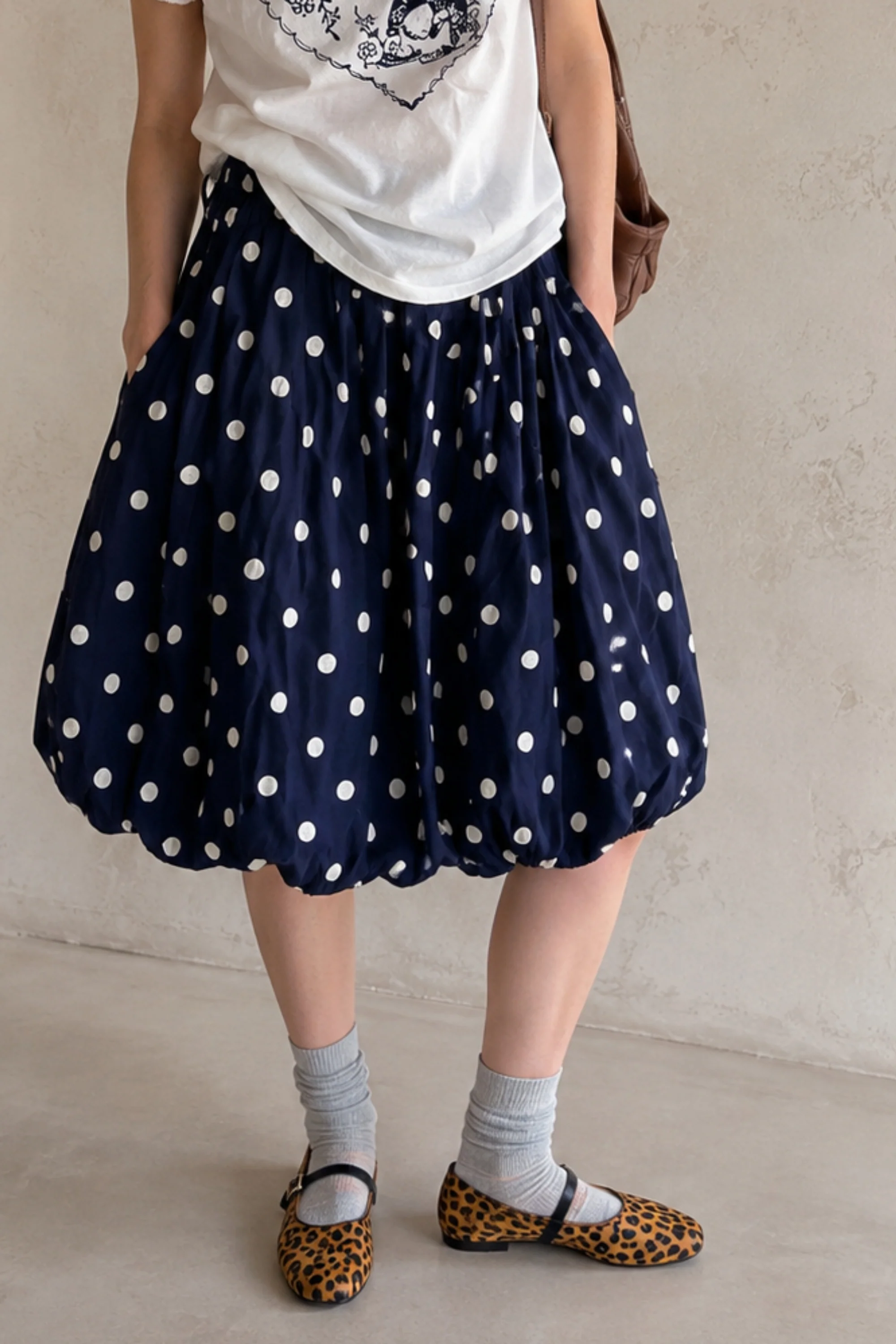 Navy Polka Bubble Skirt