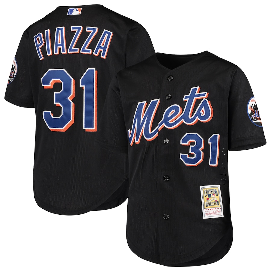 Mike Piazza New York Mets Mitchell&Ness Youth Cooperstown Collection Mesh Batting Practice Jersey Black