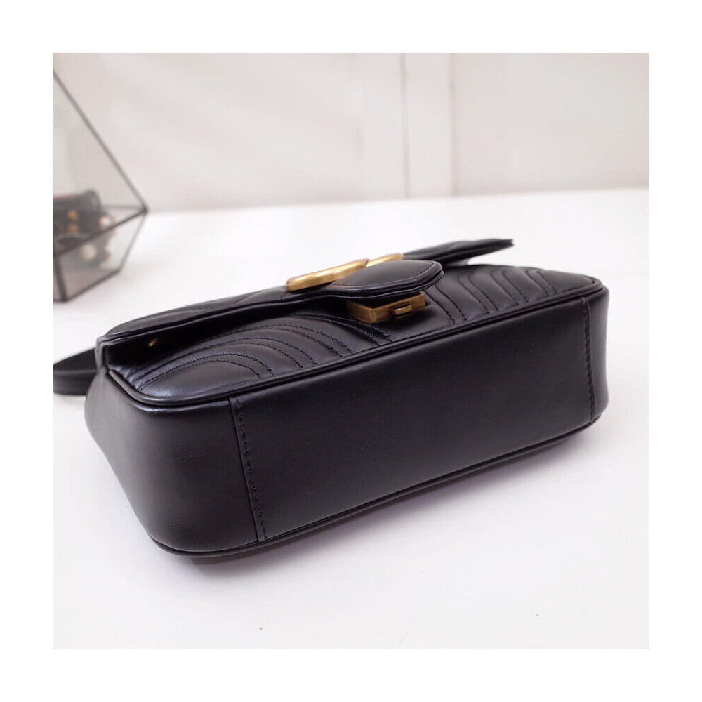 Gucci GG Marmont Matelasse Chevron Leather Mini Bag Black