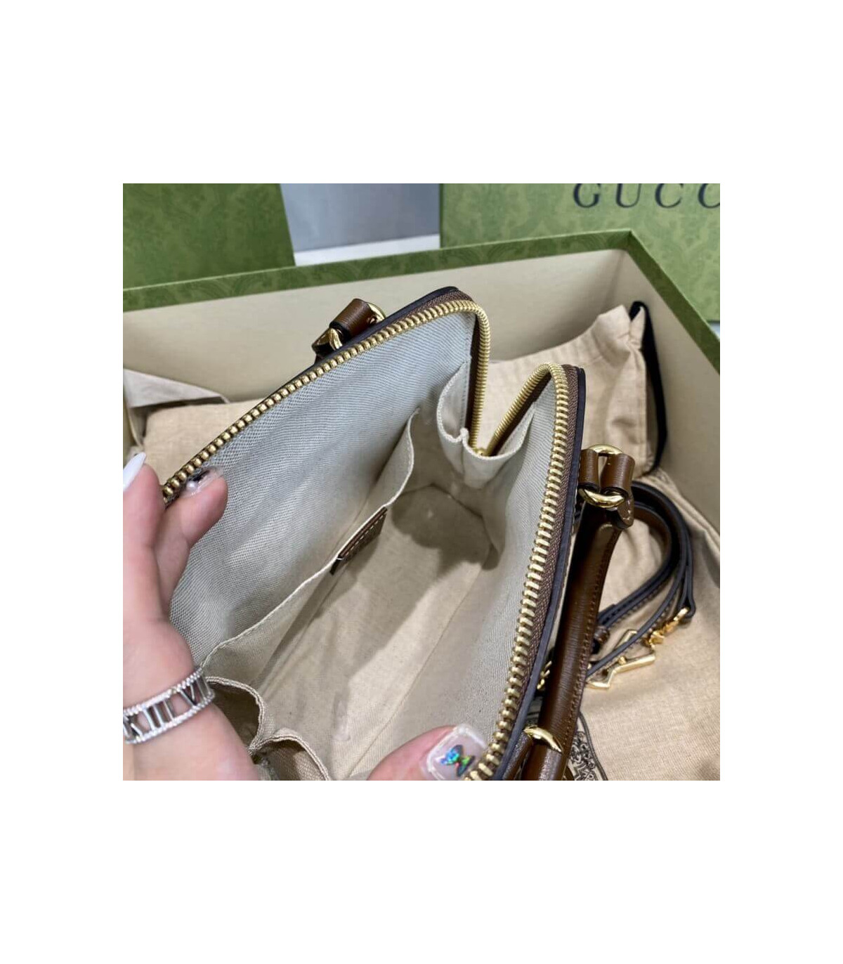 Gucci Horsebit 1955 Mini Top Handle Bag In Brown GG Supreme Canvas 20cm/ 7.9in