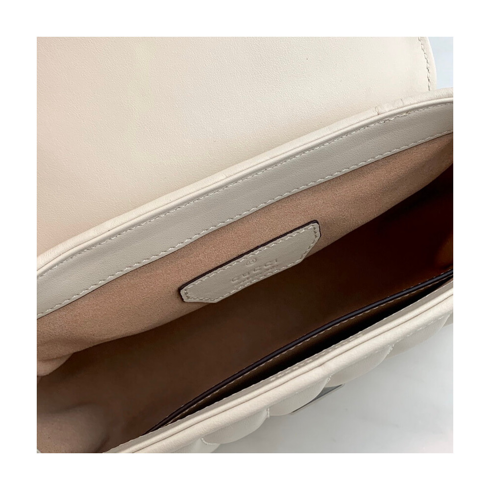 Gucci GG Marmont White Matelasse Leather Mini Top Handle Bag