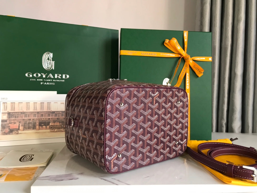 Goyard Muse Vanity Case 20 Cm Wine Red Goyardine Canvas