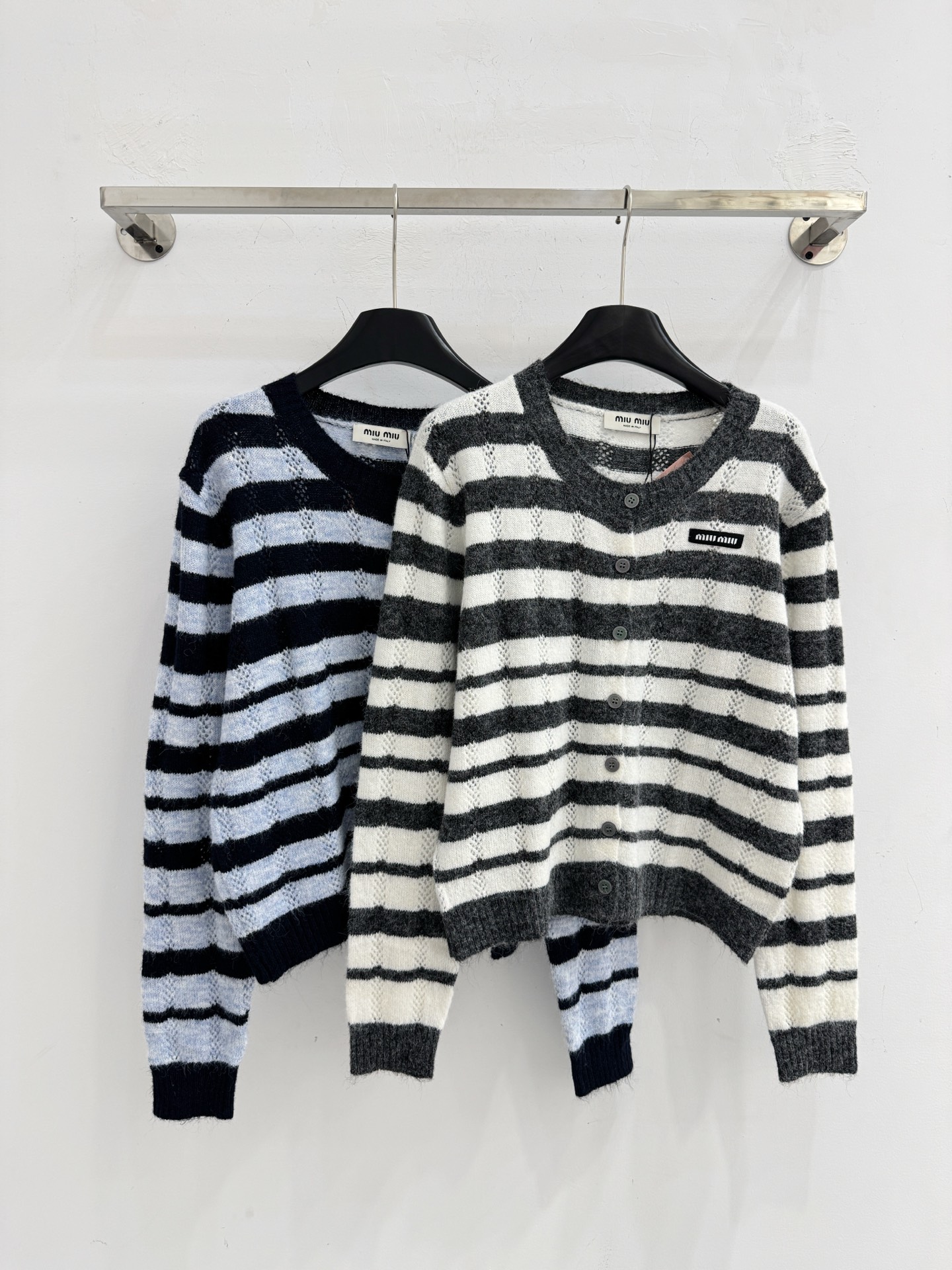 MIU MIU 2026 Fall/Winter Striped Knit Cardigan
