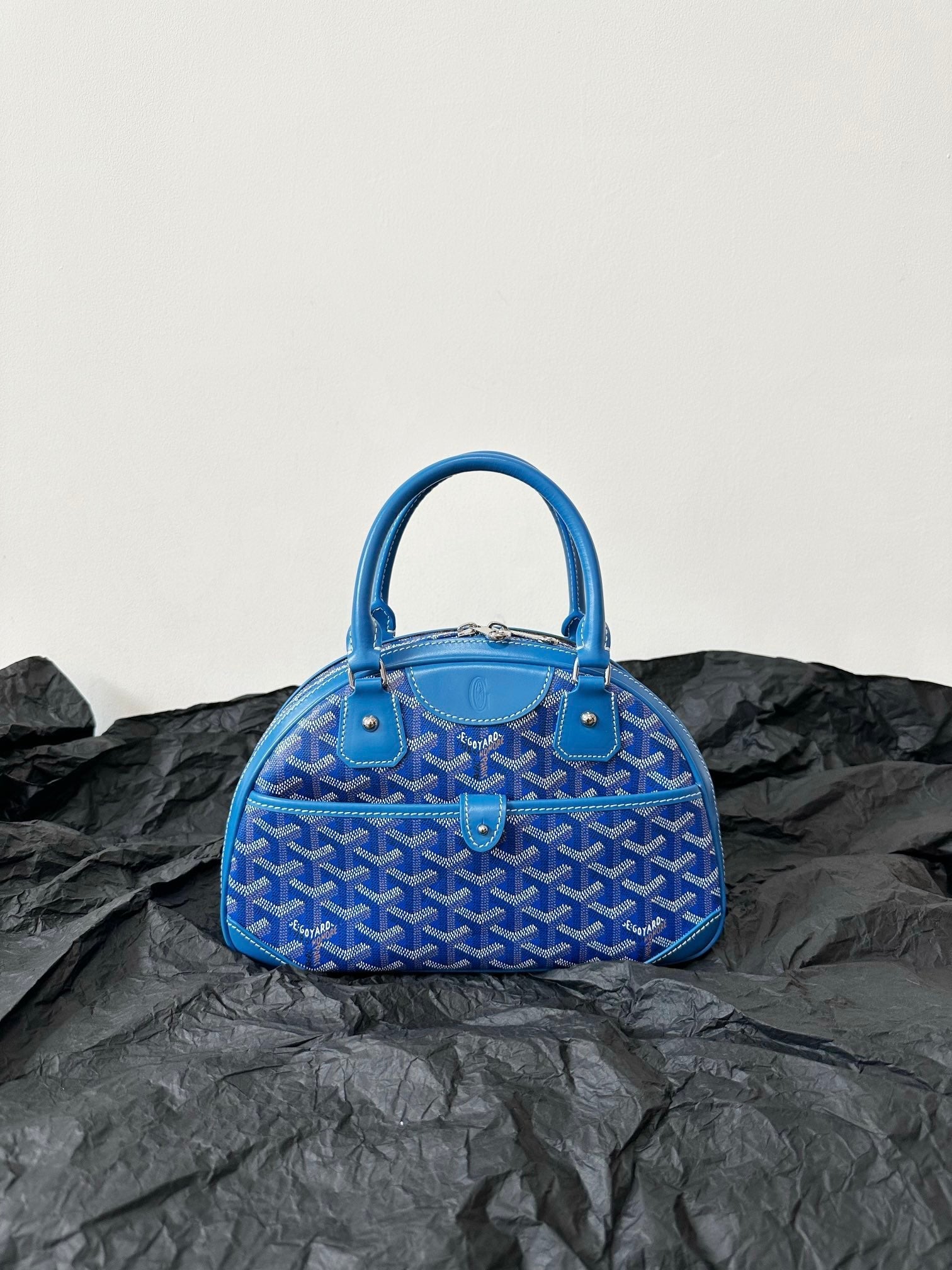 Goyard Goya Bowling Ball Small Blue Canvas 27cm