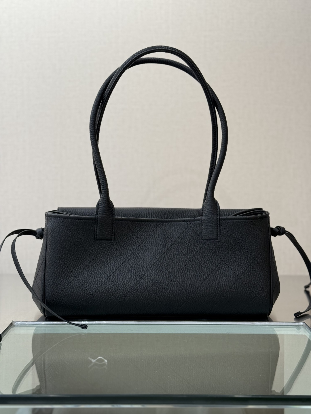 26P Cruise Preppy Coco Bowling Bag in Black Caviar Leather with Gold-Tone Hardware