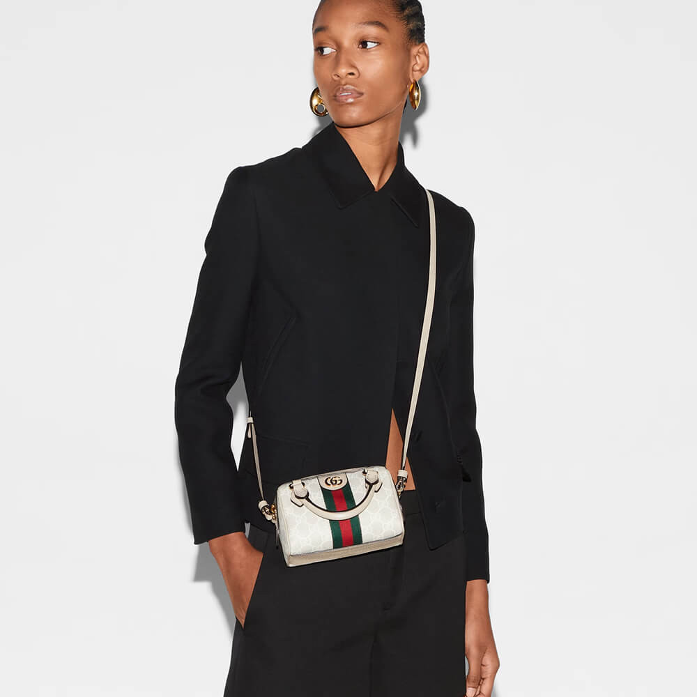 Gucci Ophidia Mini Boston Bag GG Supreme 16.5cm/6.5in