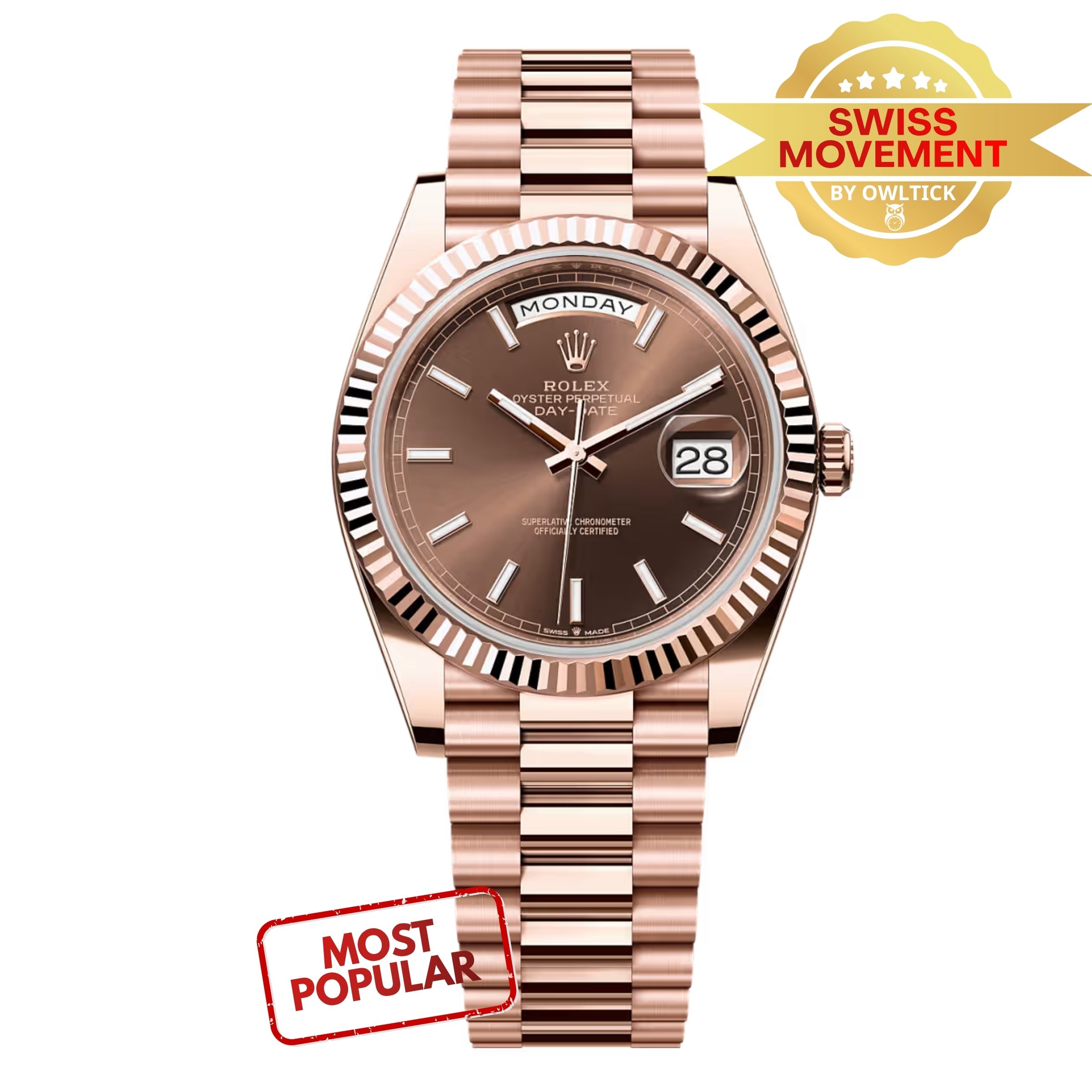 [Superclone] Rolex Day-Date 40mm Chocolate Dial Everose President 228235