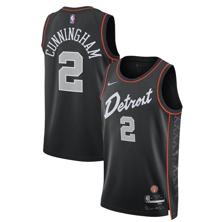 Men's City Edition Detroit Pistons Cade Cunningham #2 Black 2023-2024 season Jersey