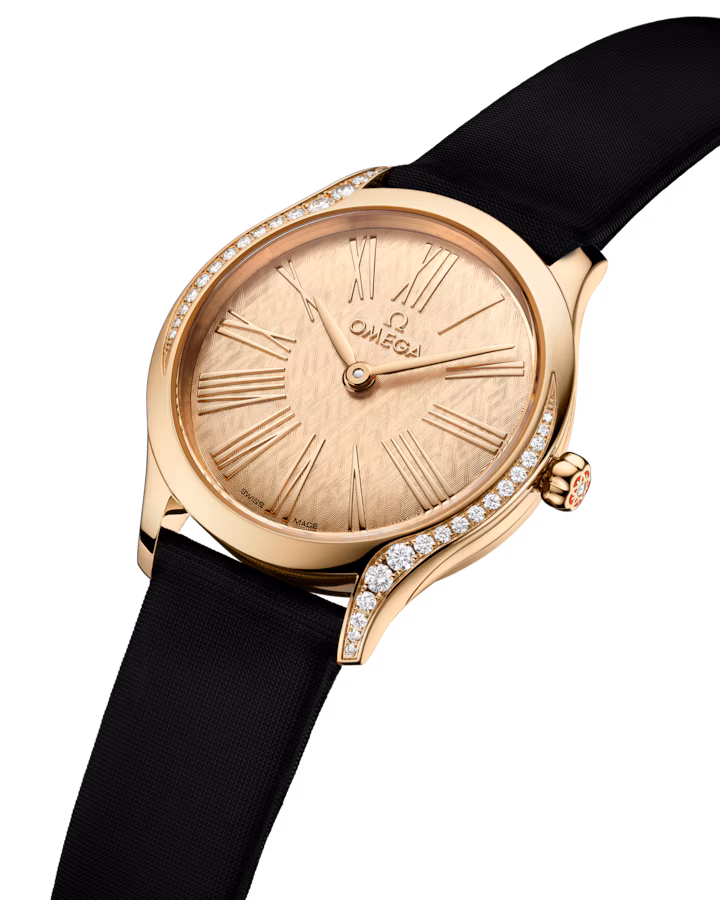 Omega De Ville Mini Trésor 26mm Yellow Dial with Diamonds Moonshine™ 18k Rose Gold Strap 428.57.26.60.99.001