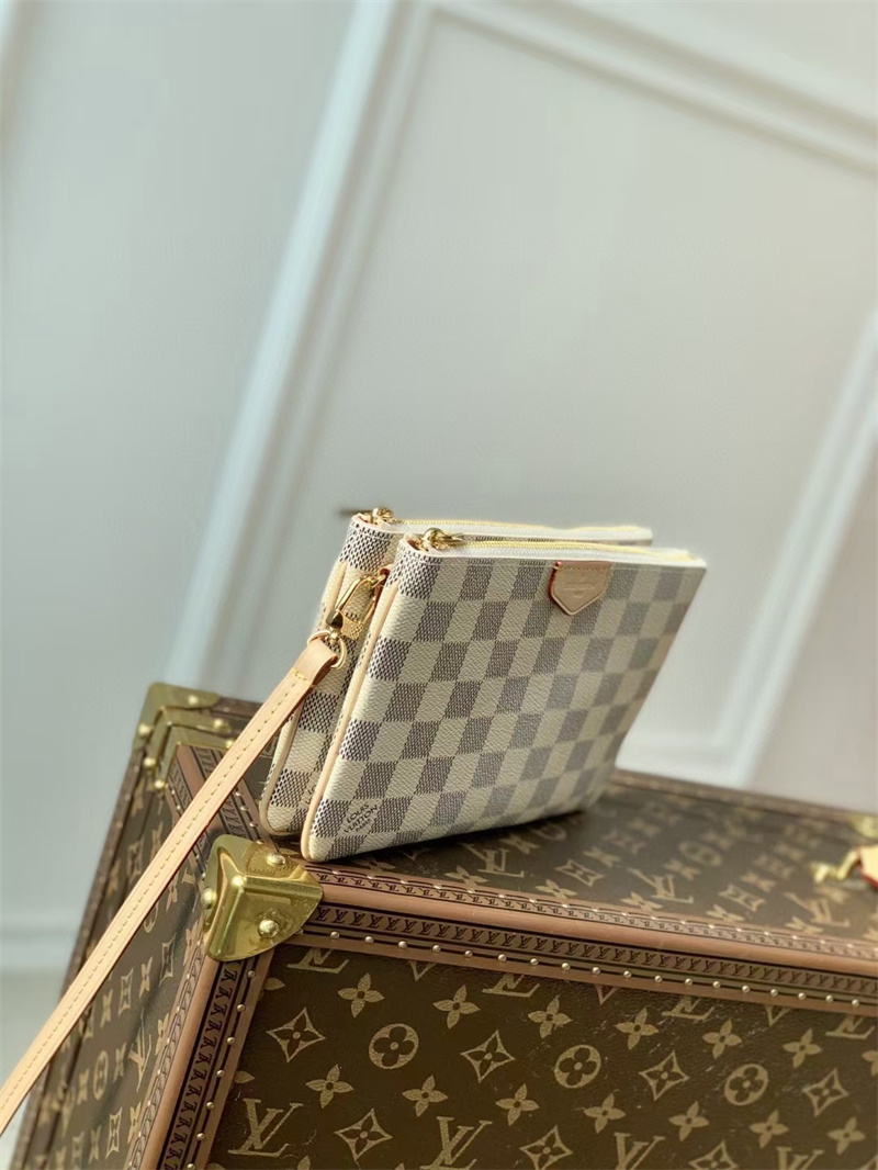Louis Vuitton Damier Azur Double Zip Pochette 20Cm N60460