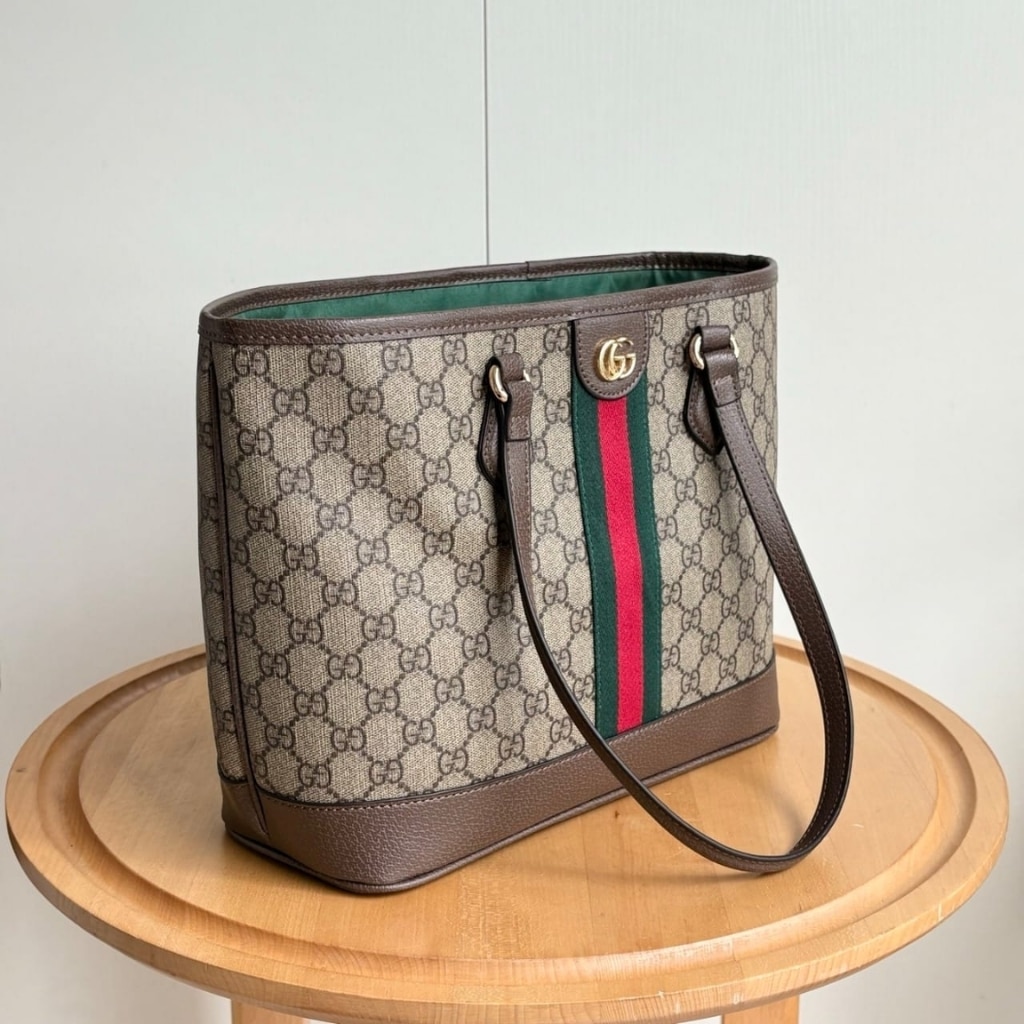 Gucci Ophidia Medium Tote Bag Beige And Brown GG Canvas 31Cm ‎836849 FAE0J 9867