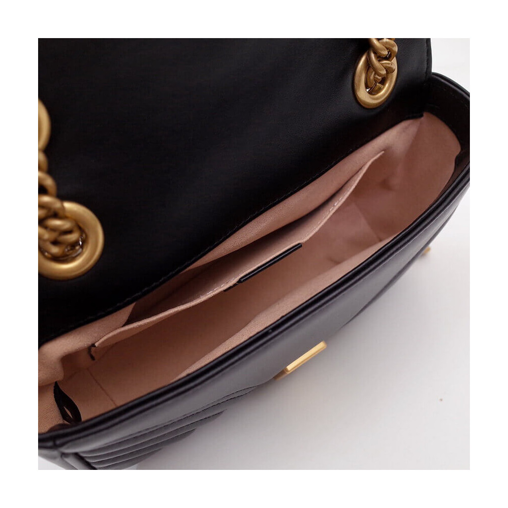 Gucci GG Marmont Matelasse Chevron Leather Mini Bag Black