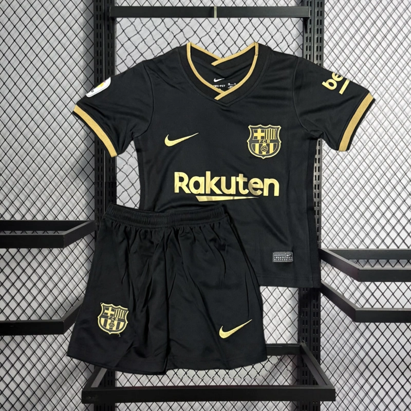 Retro KIDS 2020-21 KIDS Barcelona Black Away MESSI PIQUE DEMBELE JORDI AIBA GRIZMANN Football jersey retro