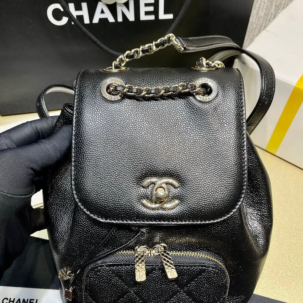 Chanel Business Affinity Mini Backpack in Black Caviar 25.4cm