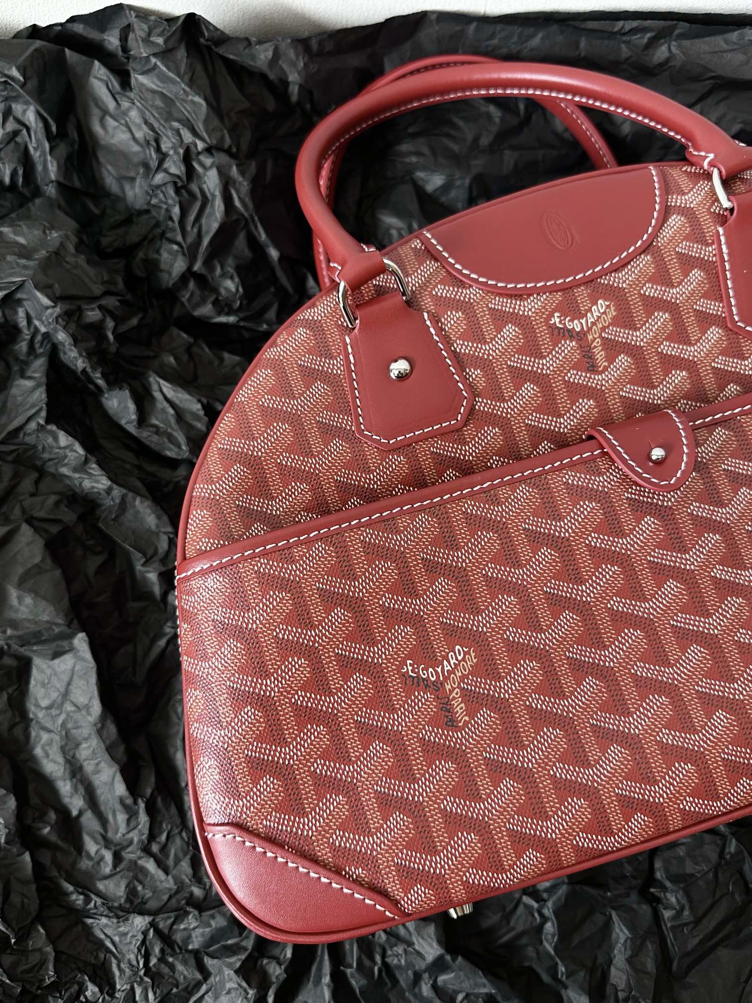 Goyard Goya Bowling Ball Medium Red Canvas 35cm