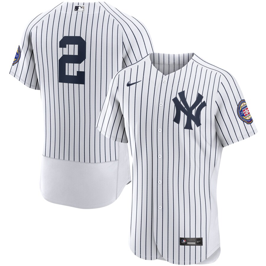 Derek Jeter New York Yankees 2020 Hall of Fame Induction Patch Jersey White/Navy