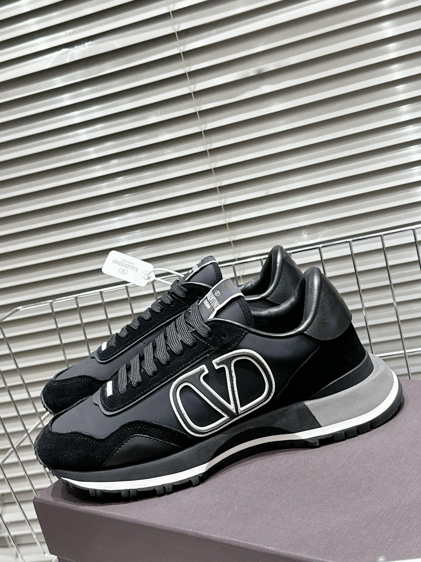 Valentino Lace And Mesh Lacerunner Trainer Black