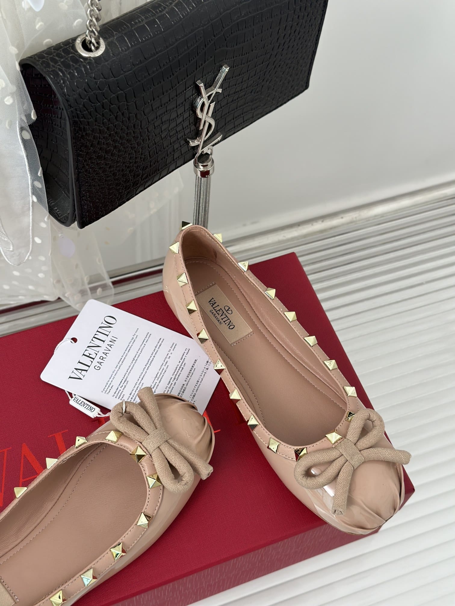 Valentino Garavani Rockstud Patent Leather Ballerina Rose Cannelle 3W2S0Hq5Vnw Gf9