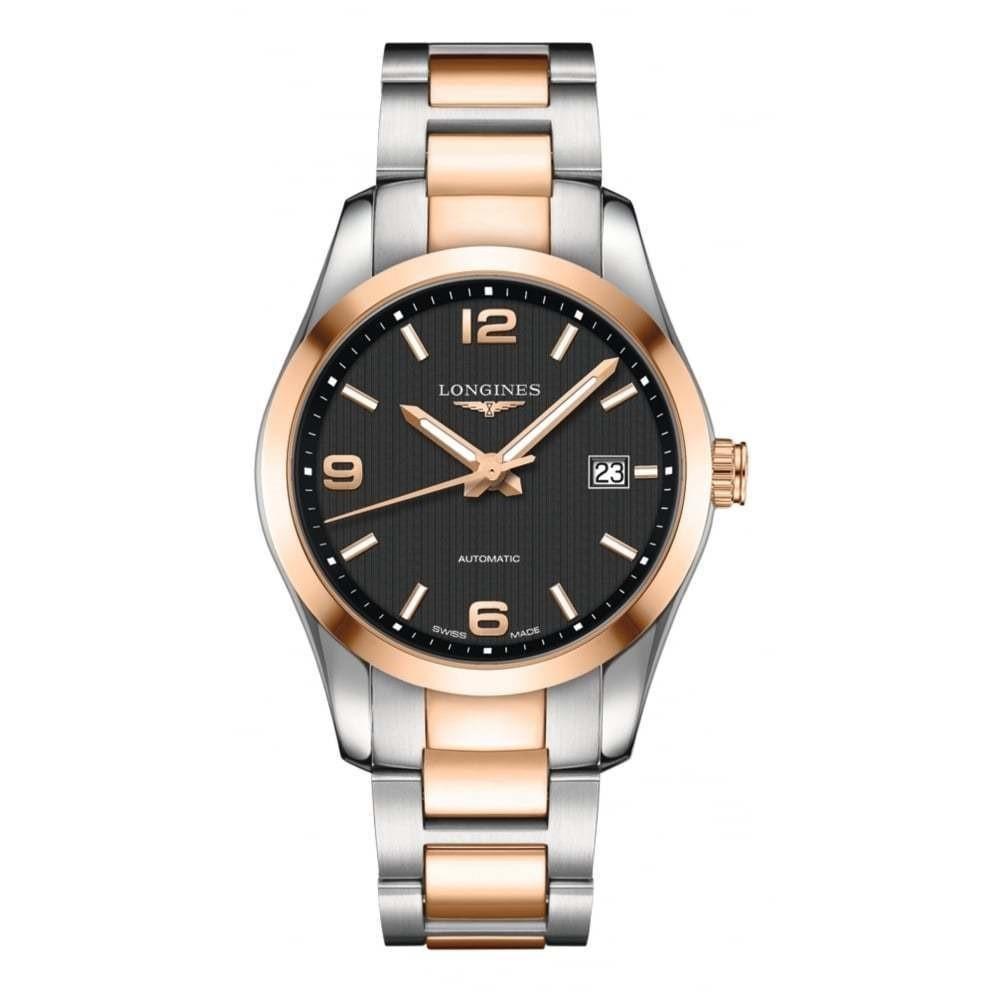 【Super Clone】Longines Men's L27855567 Conquest 18kt Rose Gold Automatic Two-Tone Stainless Steel Watch