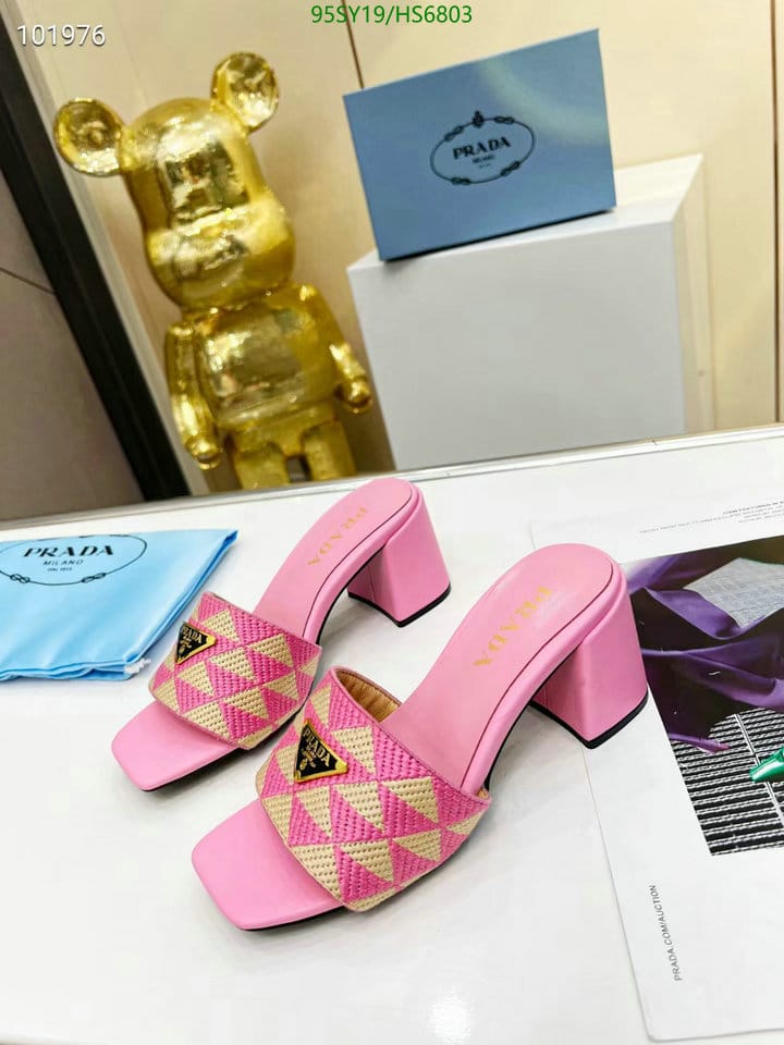 Prada Triangolo Jacquard Mules Pink