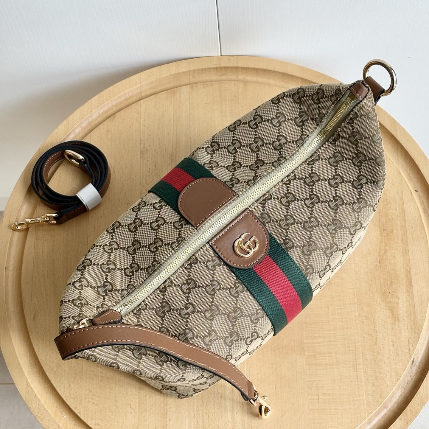 Gucci Vanity Medium Top Handle Bag Beige And Brown GG Canvas 27Cm ‎857799 FAFUF 9870
