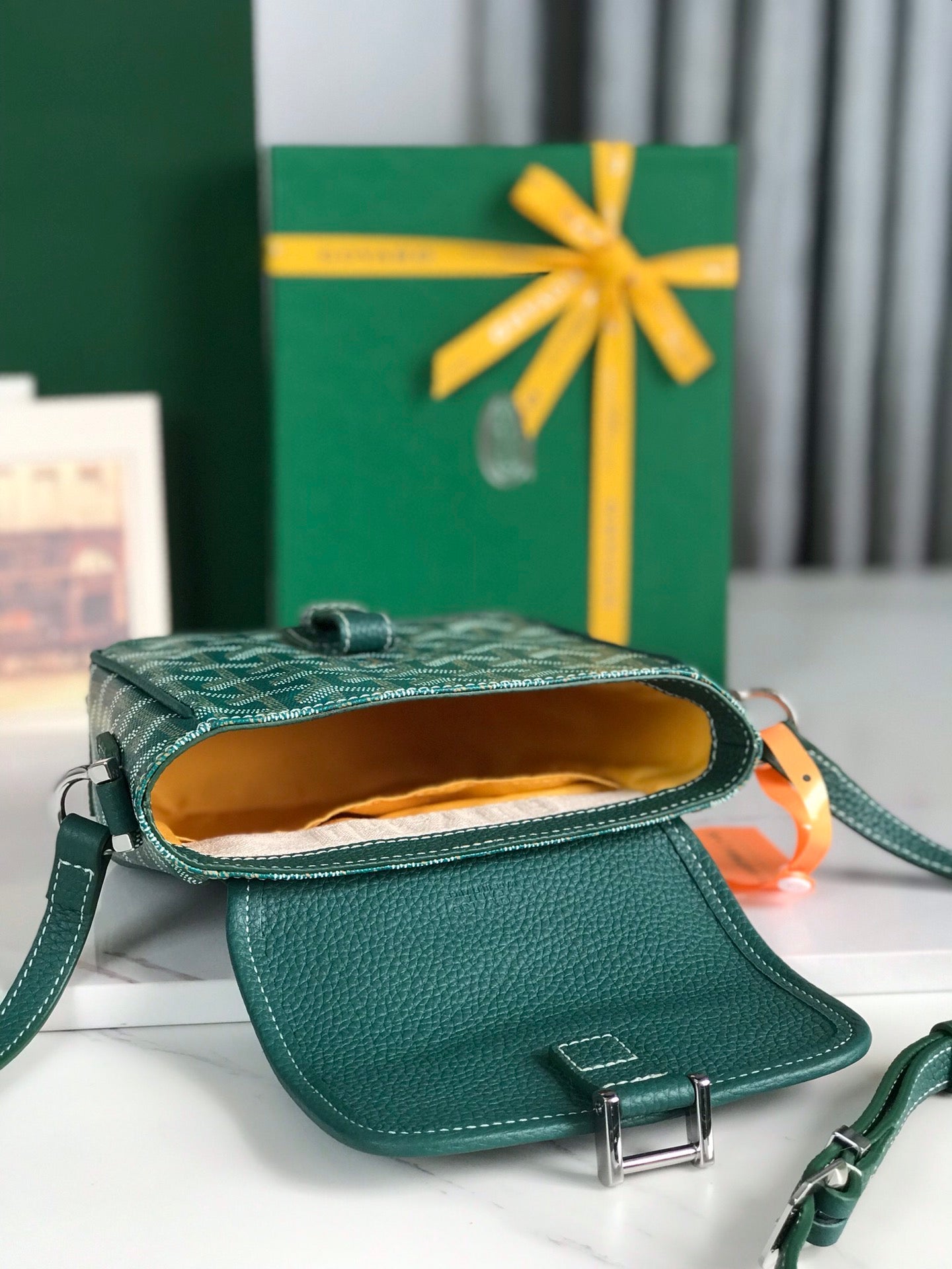 Goyard Grand Bleu 16 Cm Green Goyardine Canvas And Lambskin