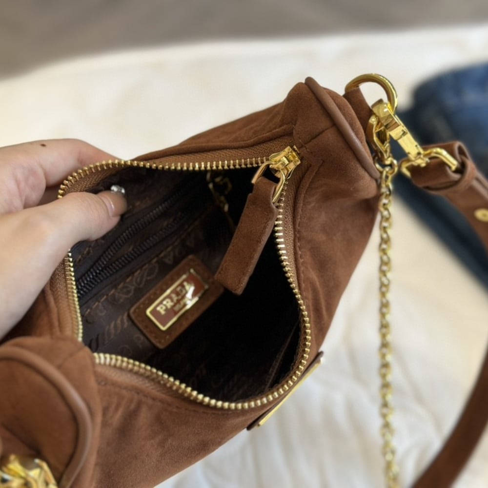 Prada Re Edition Suede Mini Bag Cocoa Brown 22Cm