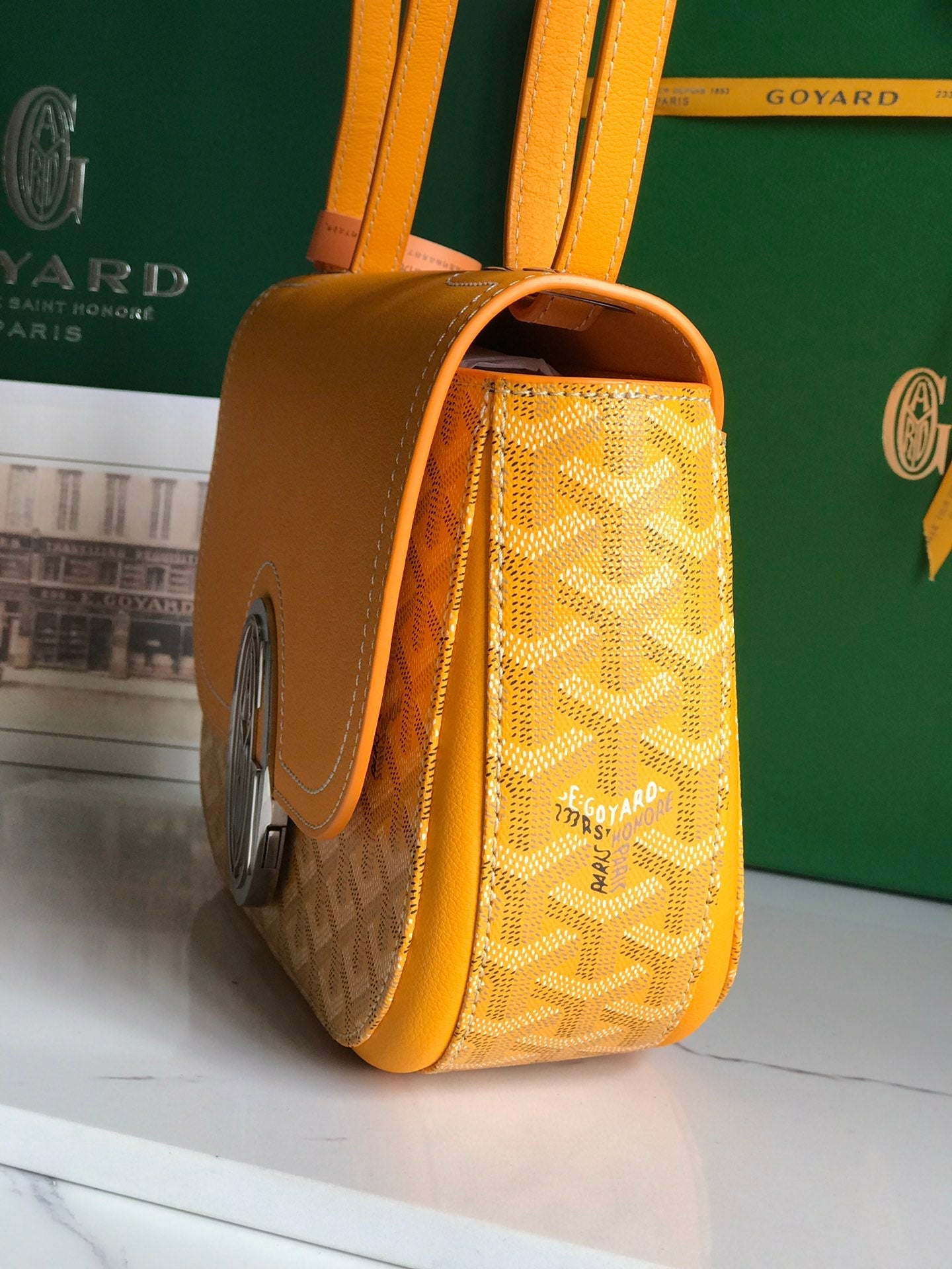 Goyard 233 Bag 25 Cm Yellow Calfskin And Goyardine Canvas