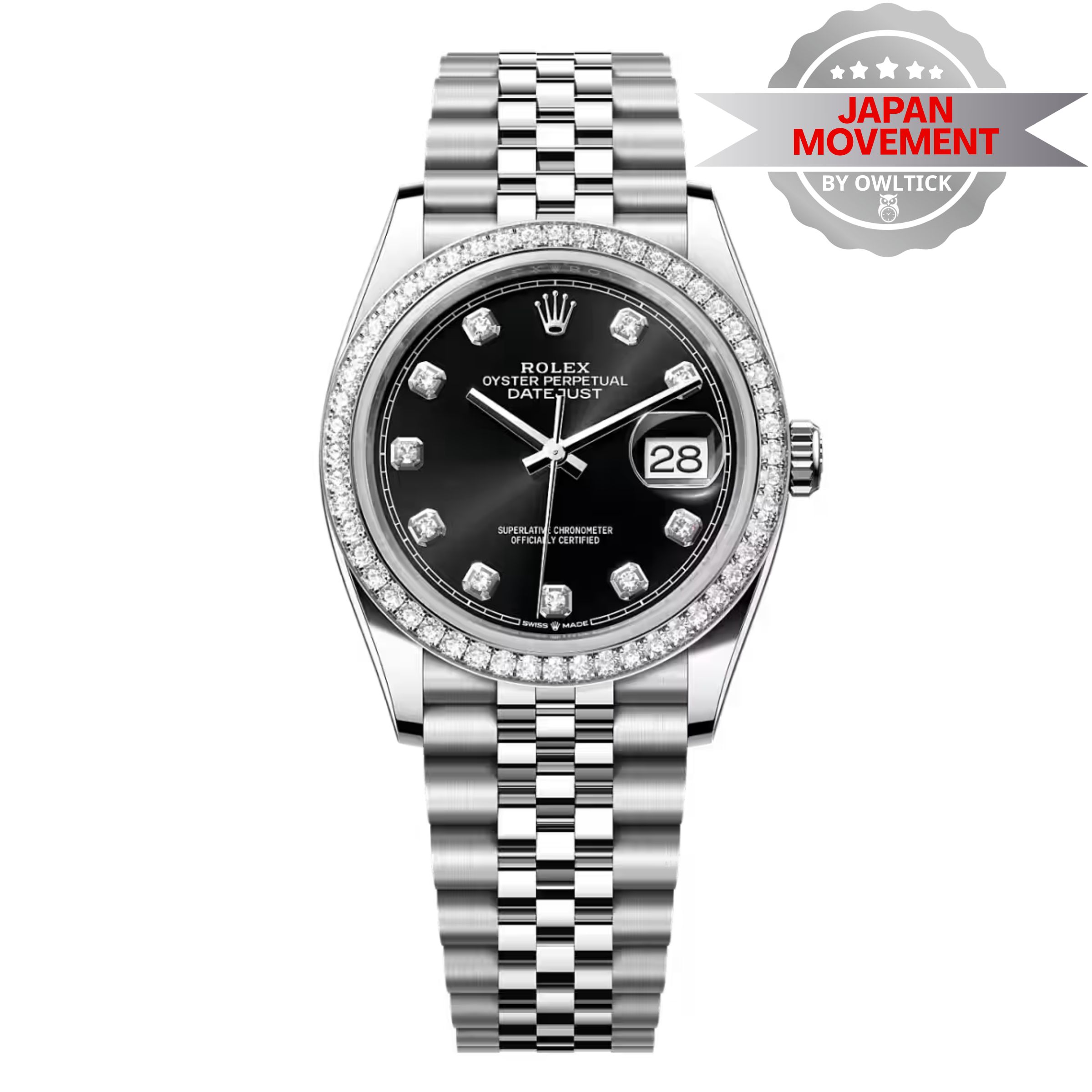 [Superclone] Rolex Datejust 36mm Bright Black Dial Diamond Jubilee 126284RBR