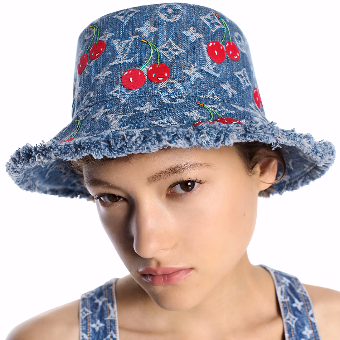 New LV x TM Denim Cerise Bucket Hat M5032S