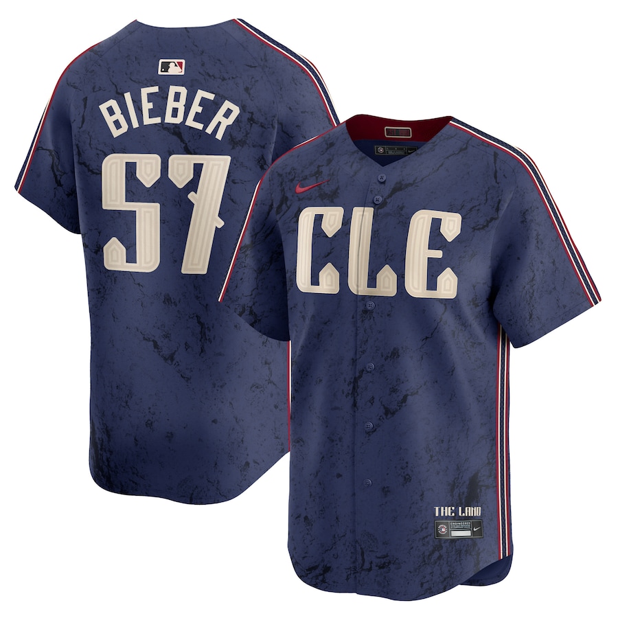 Men's Cleveland Guardians Shane Bieber Navy 2024 City Connect Limited Jersey